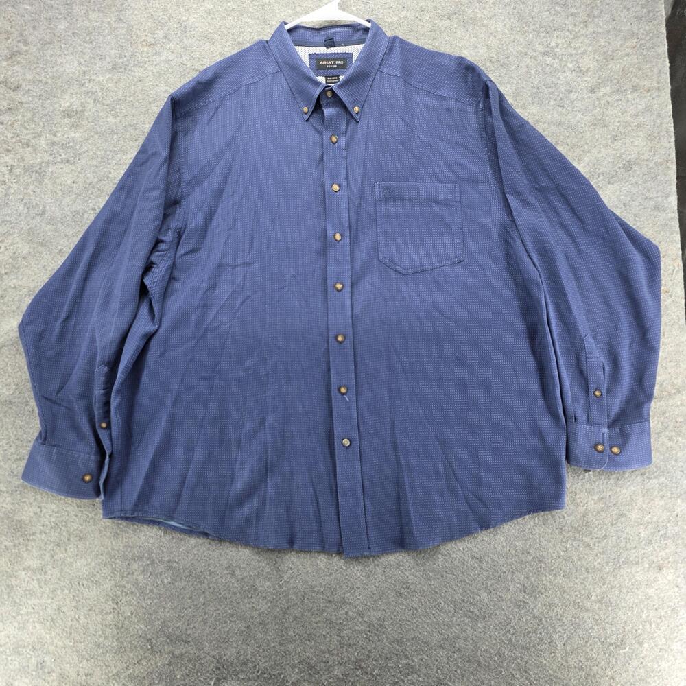 Ariat Shirt Mens 3XL Blue Geometric Long Sleeve Button Up Regular Fit Pockets
